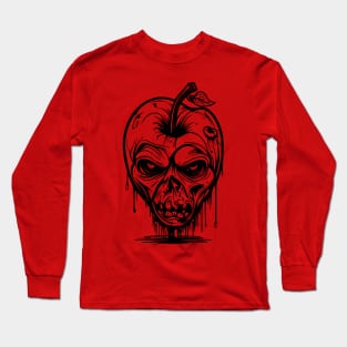 Halloween Zombie Apple Skull Face Long Sleeve T-Shirt
